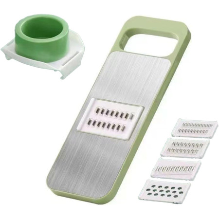 Set Razatoare 7 Piese, Otel Inoxidabil, Ideal Legume, Fructe si branzeturi, Gri-Verde