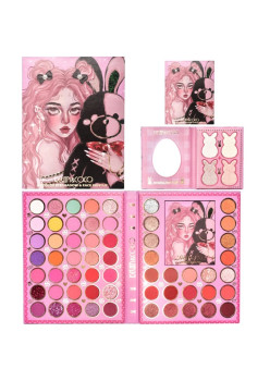 Set farduri 2 in 1 Kevin&Coco, paleta 62 nuante, mini paleta iluminator tip carte, rezistenta ridicata, 22 x 17 cm, 430 g, multicolor