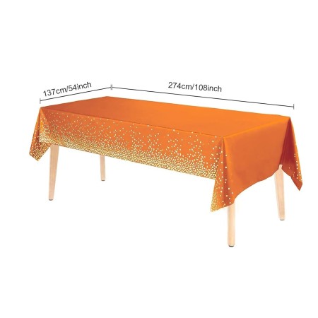 Fata de Masa, Flippy, din PEVA, Imprimeu Buline Aurii, 137 x 274 cm, Impermeabila, Fara Pete, Curatare Rapida, Portocaliu