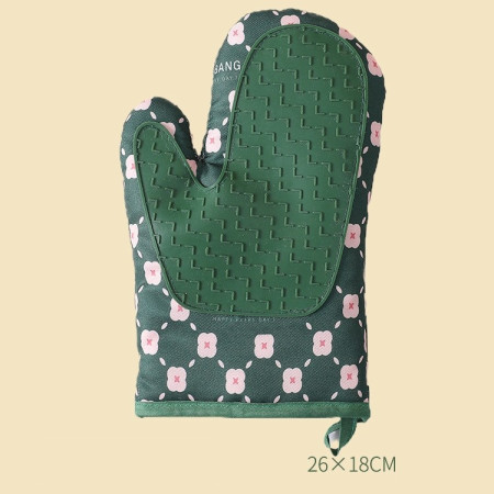 Manusi de copt, rezistenta 330 grade, textil si cauciuc, 26.5x18 cm, 2 bucati, Verde
