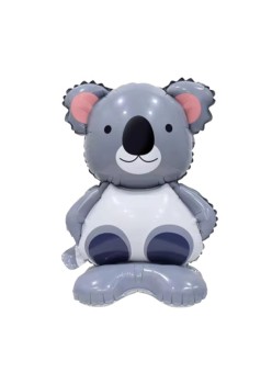 Balon din Folie Metalizata, Flippy, Mini Figurine Animalute, Model Koala, Tematica Aniversare, 38x58 cm, Ambalaj Individual, Pai Inclus, Umflare cu Aer sau Heliu, Multicolor