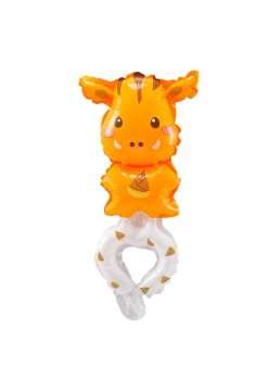 Balon din Folie Metalizata, Flippy, Figurine Animalute, Tip Bratara, Model Girafa, 13 x 35 cm, Ambalaj Individual, Pai Inclus, Umflare cu Aer sau Heliu, Maro