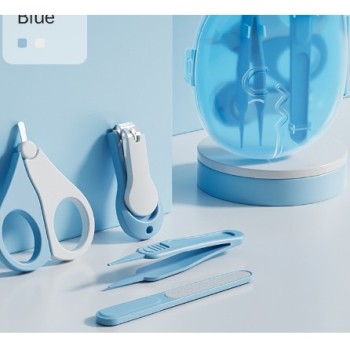 Set Ingrijire Unghii pentru Bebelusi, Flippy, Cutie de Depozitare in Forma de Dinozaur, 11.5x9x3 cm, Albastru