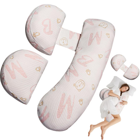 Set Perna pentru Gravide, Husa Detasabila, Spuma Moale, Utilizare in Forma H si U, Reglabila, Latime Ajustabila, Proactive, Roz Pal