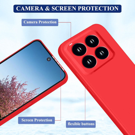 Husa de Protectie, Flippy, pentru Xiaomi 14, Liquid Silicone, cu Microfibra pe Interior, Protectie Antisoc, Compatibil Incarcare Wireless, Rosu