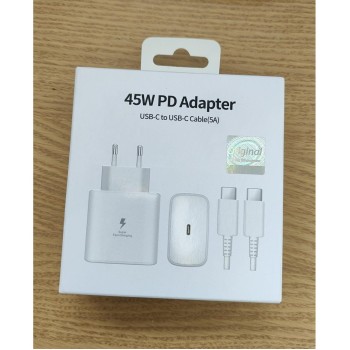 Set Incarcator cu Cablu USB-C to USB-C, 5A, 45W PD, Alb