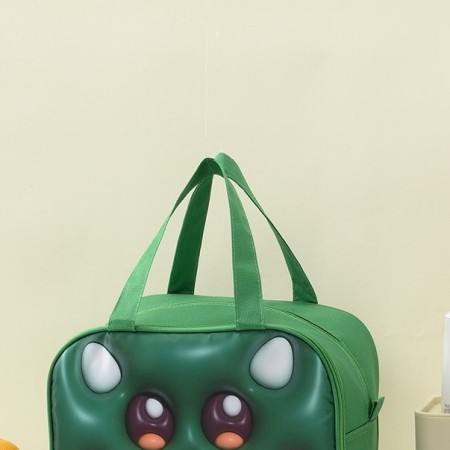 Geantă Frigorifică, Flippy, cu Desene Animat 3D, Portabilă pentru Copii, de Prânz, din Pânză Oxford, 27.5x18x20 cm, Model Crocodil, Verde