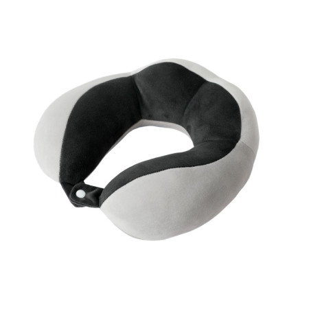Pernă de Voiaj pentru Gât, Bumbac Moale, Suport Ergonomic cu 4 Puncte de Confort, Sistem de Prindere cu Capse, Ideală pentru Călătorii, Birou, Mașină, Negru