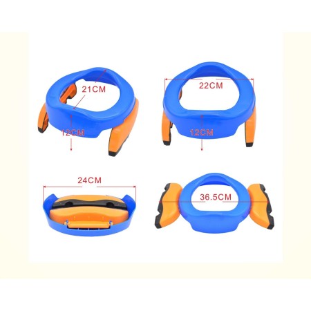 Olita Portabila 2 in 1, Flippy, Olita + Capac de Toaleta, din Plastic, Diametru 21 cm, Albastru
