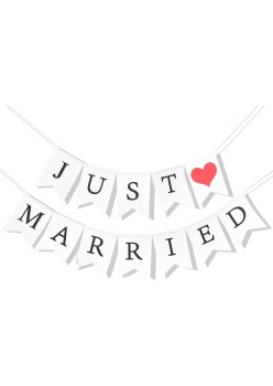 Banner Decorativ, Flippy, Model Just Married, Tematica Nunta, Alb-Negru