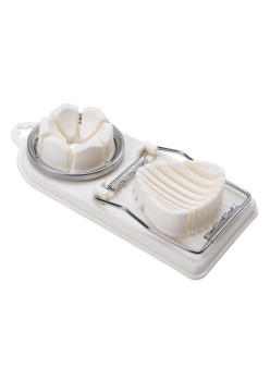 Feliator multifunctional Flippy pentru oua, mozzarela, fructe, 2 forme de feliere, agatatoare, 20 cm, Alb