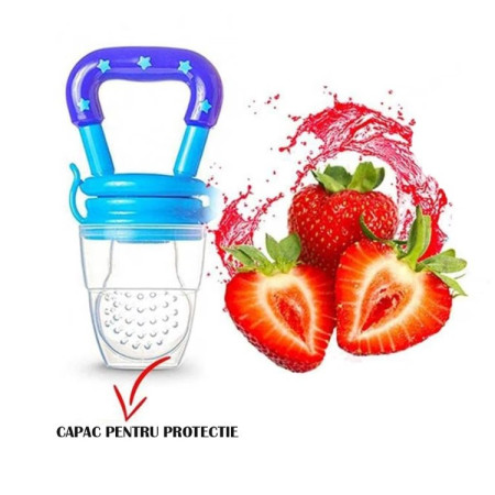 Suzeta pentru fructe si piure, diversificare alimentatie si dentitie, fara BPA, Albastra