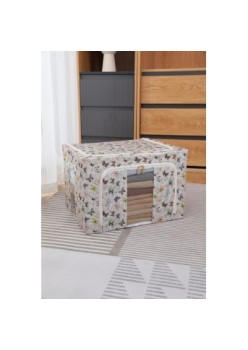 Cutie De Depozitare, Flippy, Pentru Haine, Lenjerie, Sosete Si Sutiene, Material Textil, 66L, Model Fluturasi, Canvas, Bej