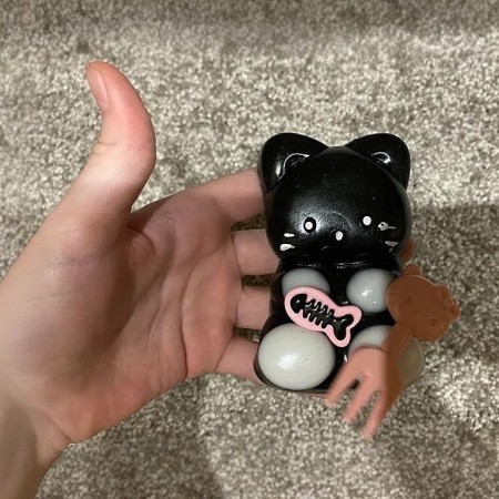 Jucarie Antistres Squishy, Flippy, cu Revenire Lenta, Model Pisicuta, 10cm x6cm Ambalaj Transparent, 70 gr, Negru