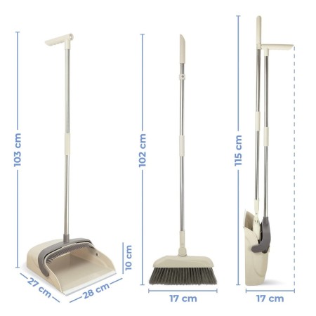 Set matura si faras cu coada, Flippy, Pentru uz casnic, Plastic/Otel, Maro/Bej, Depozitare verticala, 26x25.5x83 cm