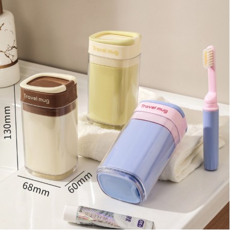 Cana de Depozitare pentru Calatorie, Flippy, Portabila pentru Accesorii Cosmetice, Cutie de Depozitare pentru Periute, 13 x 6.8 x 6 cm, Roz Mov