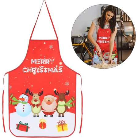 Sort de Bucatarie Merry Christmas, Decorativ, Tema de Craciun, 50 x 70 cm, Poliester, Rosu