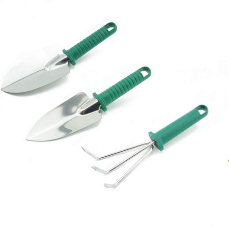 Set 10 Unelte de Grădină, Mânere Verzi, Oțel Inoxidabil, Cutie Inclusă, 37x28x7 cm, Negru – Pentru Plantare, Sol și Îngrijire Plante