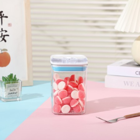 Cutii de Depozitare Alimente, Flippy, Set din 7 Cutii de tip Container, 2x0.5 l, 2x0.8 l, 2x1.2 l, 1x1.9 l, Recipiente pentru Cereale in Bucatarie,  Transparente cu Capac Albastru-Alb