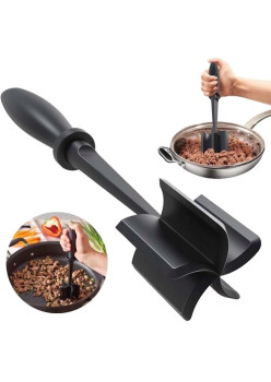 Tocator de Carne Manual, Flippy, cu Lama pentru Tocarea si Amestecarea Carnii, 28x6cm, cu 5 Lame Curbate, Rezistent la Caldura, Multifunctional, Plastic Rezistent, Negru