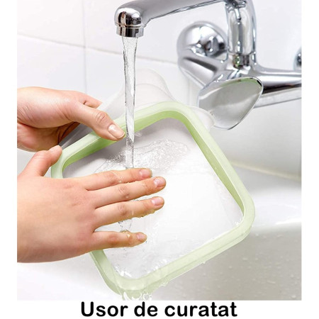 Caserolă Compactă pentru Sandwich, Reutilizabilă, din Silicon cu Capac Etanș, Ușor de Transportat și Curățat, Verde