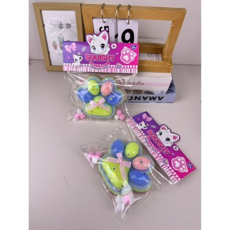 Jucarie Antistres Squishy, Flippy, cu Revenire Lenta, Model Labuta de Pisica Pufoasa, 12.5x10.5 cm, 220g, Squeeze Pinch Family, 