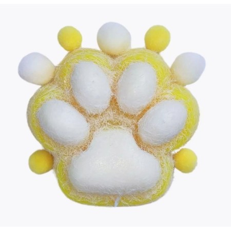 Jucarie Interactiva Squishy, Flippy, Model Cat Paw, Revenire Lenta, din TPR, +3 Ani, 7.5 cm, Textura Puf, Galben