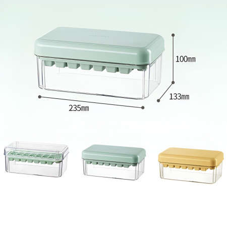 Set Cutie pentru Gheata, Flippy, Uz Casnic, Doua Tavite pentru Cuburi, Capac Etans, Lopata, 23.5x13.3x10 cm, Verde