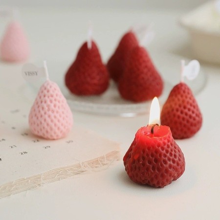 Set 9 Lumanari Parfumate, Flippy, Model Capsunici, Ardere 30 min, 117g, 9.3 x 9.3 x 3.8 cm, Rosu