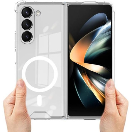 Husa de protectie Flippy compatibila cu Samsung Z Fold 5, MagSafe Blister, gaura mare camera, transparenta