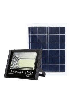 Proiector LED SMD 500W cu incarcare solara Flippy, panou solar, cu telecomanda, suport prindere, material ABS, 18AH, 400 LED-uri, temperatura culoare 6500k, 32x26x9 cm, negru