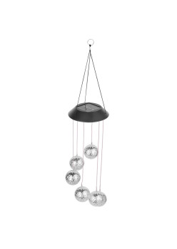 Lampa solara de tip decoratiune pentru gradina, Flippy, model clopotel de vant,  alb cald