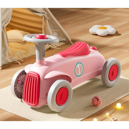Masinuta Ride-On Flippy, cu Sistem Anti-Rasturnare, Claxon pe Volan, 1-6 Ani, 60 x 28 x 34 cm, Roz