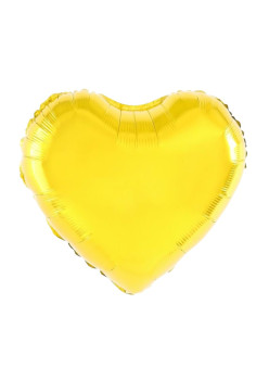 Balon din Folie Metalizata, Flippy, Figurina Inimioara, Model Simplu, Tematica Iubire, 40 cm, Ambalaj Individual, Pai Inclus, Umflare cu Aer sau Heliu, Auriu