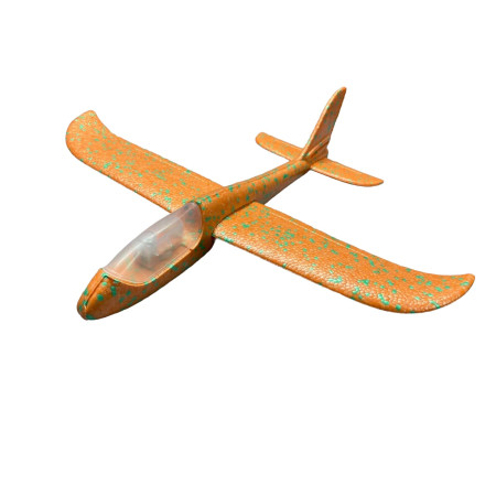 Avion Planor Polistiren 47 cm cu Lumina LED, Portocaliu – Jucarie Outdoor pentru Copii