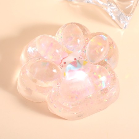 Jucarie Antistres Squishy, Flippy, cu Revenire Lenta, Model Cat Paw, 6.5 x 7 cm, din Tpr, 4-6 Ani, Model 1 Figurina, Transparent