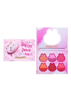 Set de Machiaj Kevin&Coco, 6 culori Blush, Husa Pufoasa, Model Pisicuta, 17.3x12.5x5 cm, Multicolor