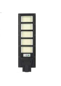 Lampa solara stradala Flippy, cu telecomanda, senzor de miscare si lumina, suport prindere, 240 LED-uri, IP65, ABS, 12AH, 250W, temperatura culoare 6500K, 70x18.8x5 cm, autonomie 10-12 ore, negru