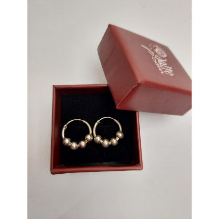 Cercei Argint 925 Creole 12 mm cu 4 Bilute, Jolie Silver, 1.6g, 1 cm x 1 cm