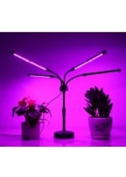 Lampa UV pentru crestere plante Flippy, cu  USB, 10W, 4 capete, lumina mov, 96 LED-uri, 9 nivele lumina, timer, ajustabila pana la 65 cm