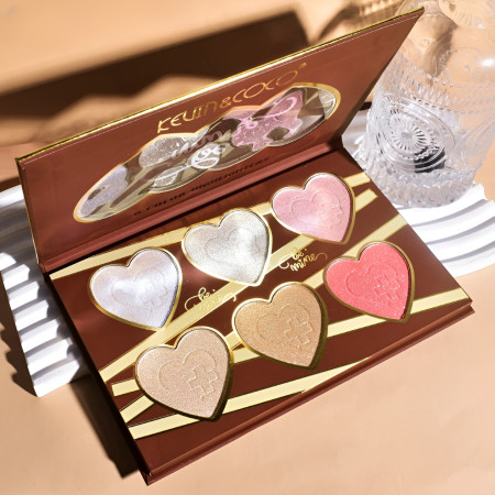 Paletă Iluminatoare 6 Nuanțe Be Mine, Textură Coaptă, Finish Strălucitor, Machiaj Profesional, 140g, Rose