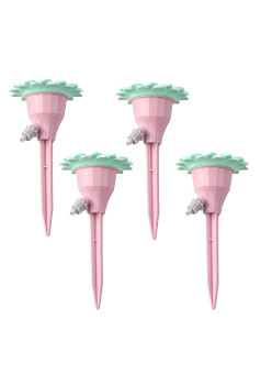 Set picuratoare cu valva pentru irigare Flippy, design floare, viteza reglabila, fixare prin infigere, practic, 16.8 x 9 cm, roz