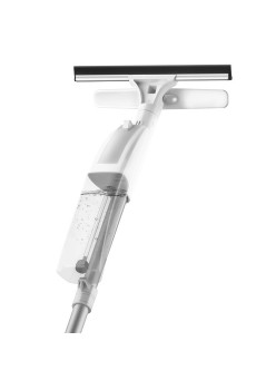 Stergator de Geamuri Flippy, cu Doua Fete, Tija Telescopica, cu Recipient de Lichid, Laveta din Microfibra, Racleta Silicon, 120 cm, Alb