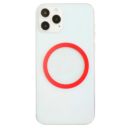 Inel Magnetic incarcare fara fir, montare auto, MagSafe Silicone pentru Apple iPhone 12 / 13 / 14, Rosu