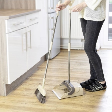 Set matura si faras cu coada, Flippy, Pentru uz casnic, Plastic/Otel, Maro/Bej, Depozitare verticala, 26x25.5x83 cm