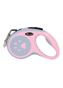 Lesa Automata Retractabila, Flippy, pentru Caini, 5m, 20 kg, ABS, Roz/Gri, 8x12x4 cm