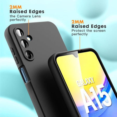 Husa de Protectie, Flippy, pentru Samsung Galaxy A15, Liquid Silicone, cu Microfibra pe Interior, Protectie Antisoc, Compatibil Incarcare Wireless, Negru