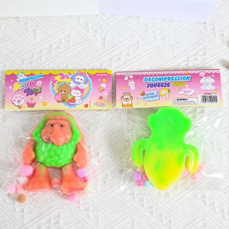Jucarie Antistres Squishy, Flippy, Model Omul Pesterii, cu Revenire Lenta, din TPR, 12 x 11 x 3 cm, Multicolor