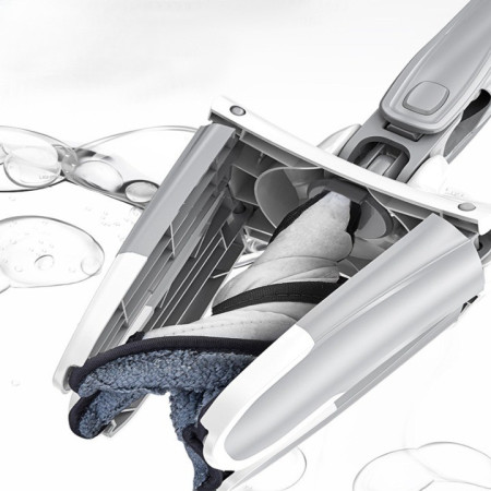Mop Plat, Flippy, cu Sistem de Stoarcere, 2 Lavete Incluse, Lungime Telescopica 140 cm, Argintiu