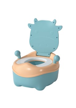 Olita pentru Copii, Flippy, +1an, Portabila, Model Vacuta, cu Capac, Prietenoasa, Non-Toxic, Compartiment Detasabil, cu Manere, cu 4 Picioare, Usor de Curatat, Albastru